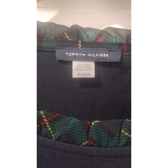 New~ Women's Tommy Hilfiger Plaid Trim Puffed Sleeve Top Medium - Picture 4 of 8